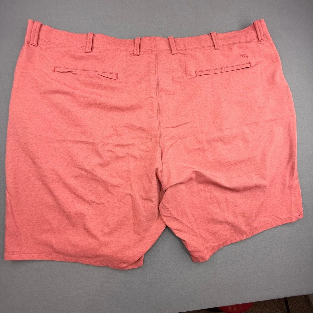 Tommy Bahama Boracay Shorts Mens 48 Coral Red Heathered Flat‎ Front Chino
